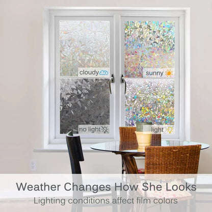 3D Rainbow Effect Self-Adhesive Window  Privacy Film