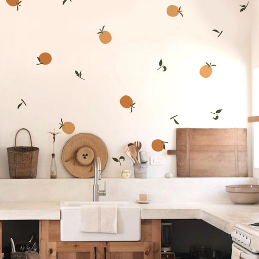 Boho Minimalist Tangerines & Stems Wall Decal