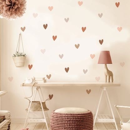 Boho Hearts Multicolor Wall Decal