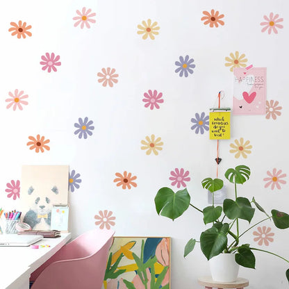 Boho Multicolor Daisy Floral Wall Decal