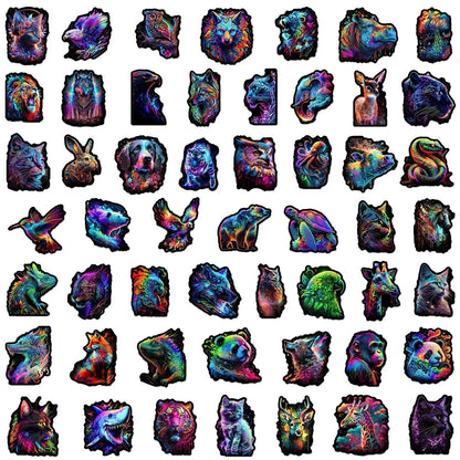 Dark Colorfully Vibrant Animals Sticker Bundle