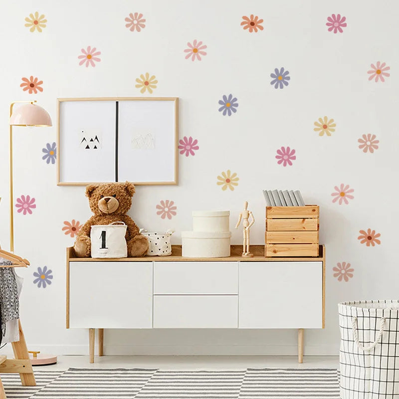 Boho Multicolor Daisy Floral Wall Decal