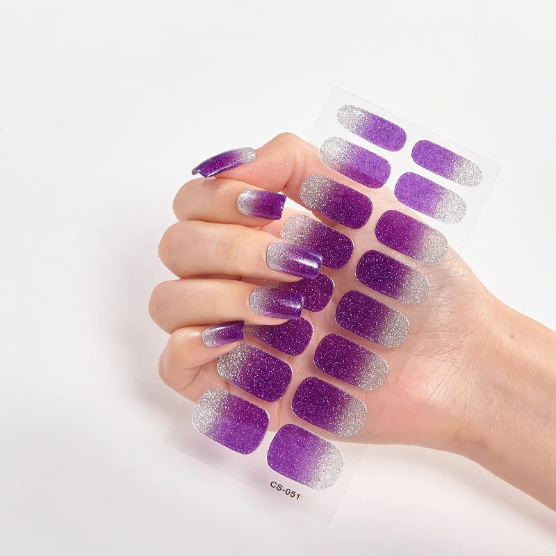 Gradient Glitter Waterproof Finger Nail Stickers