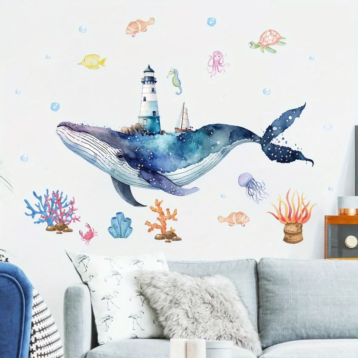 Marine Whale Beacon Wall Decal