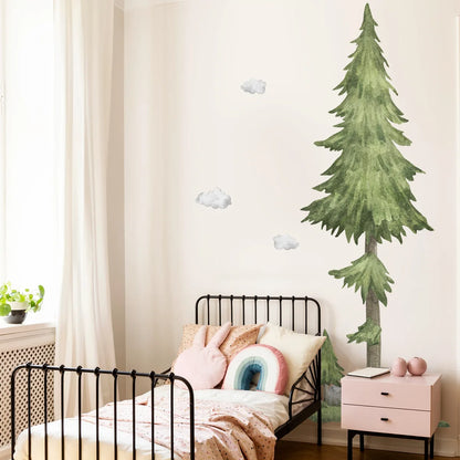 Scenic Pine Grove Watercolor Wall Decal