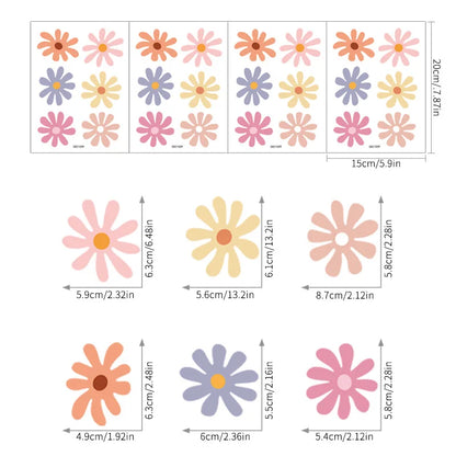 Boho Multicolor Daisy Floral Wall Decal