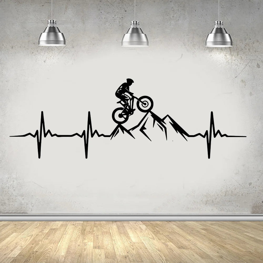 Mountain Bike Heartbeat Wall Decal