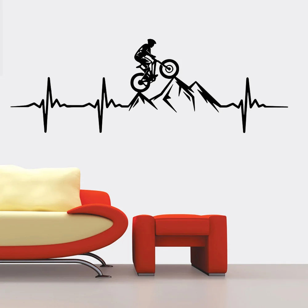 Mountain Bike Heartbeat Wall Decal