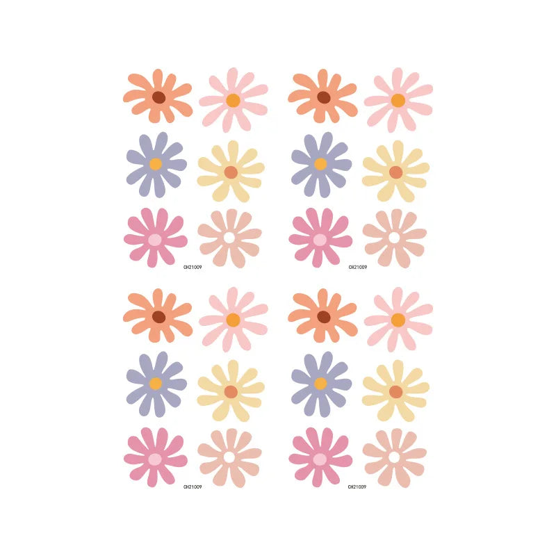 Boho Multicolor Daisy Floral Wall Decal