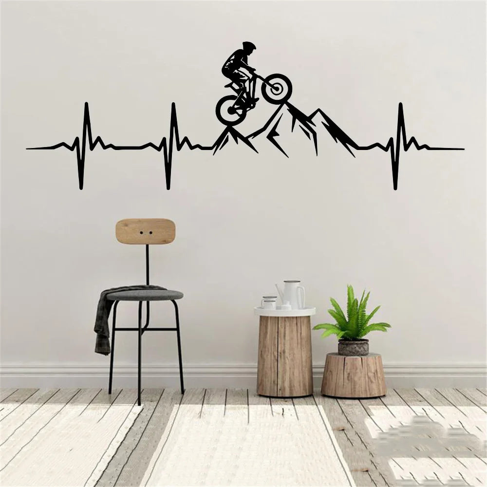 Mountain Bike Heartbeat Wall Decal